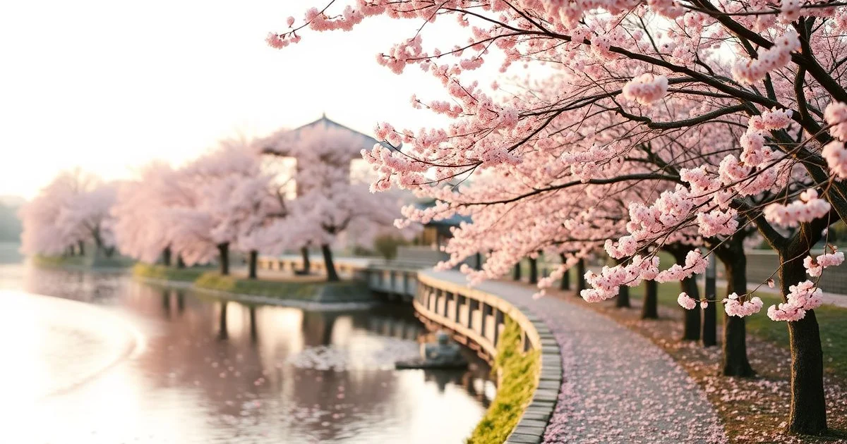 한국 벚꽃길 만개한 봄 풍경