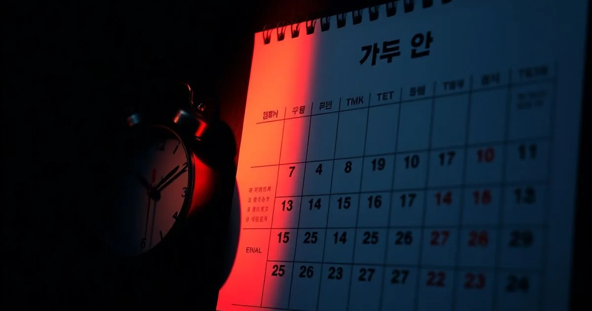 4월 마감 달력과 도장 긴박한 분위기