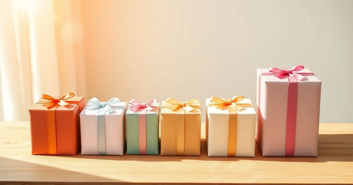 단계별 선물 고르기 컬러 상자 배열