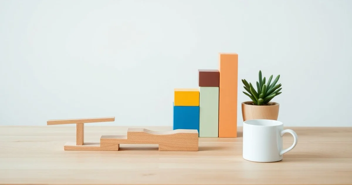 나무 저울과 블록으로 표현한 소득 구간