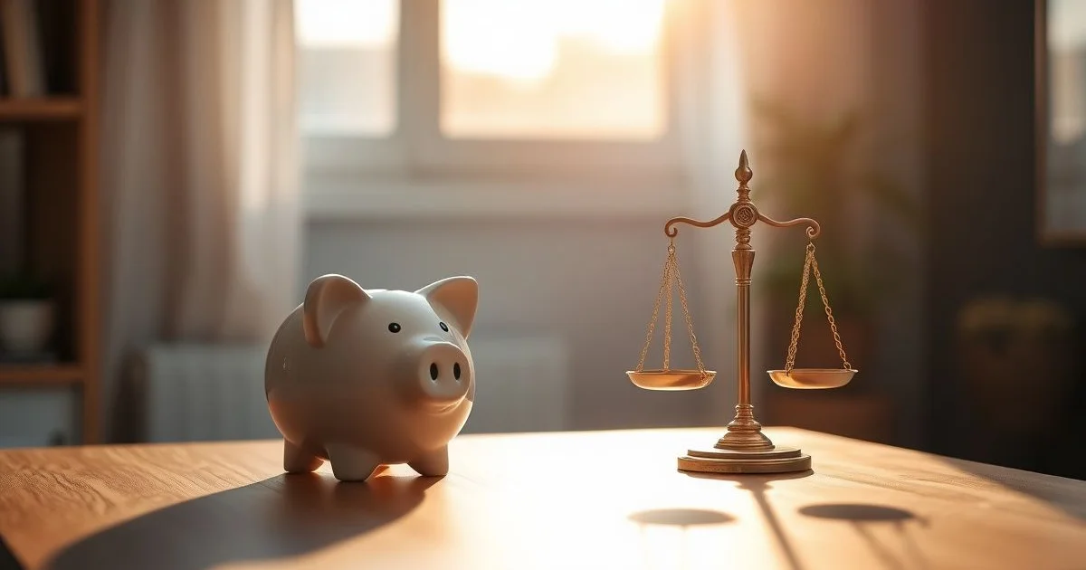 근로자의 날 수당 미지급 상징 저금통과 저울